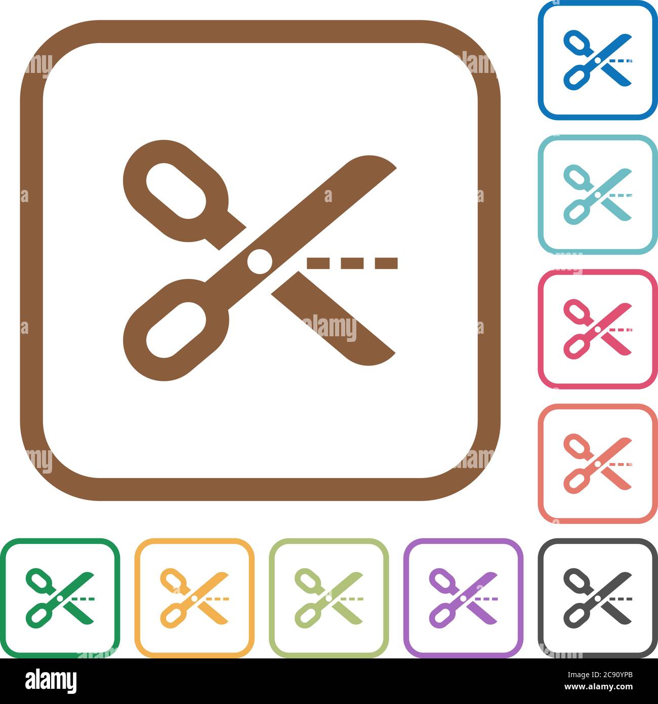 Cut out simple icons in color rounded square frames on white background ...