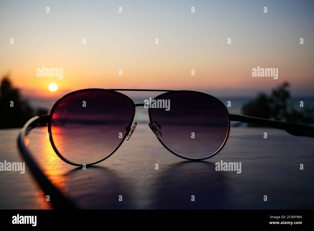Sunset Sunglasses Stock Photo