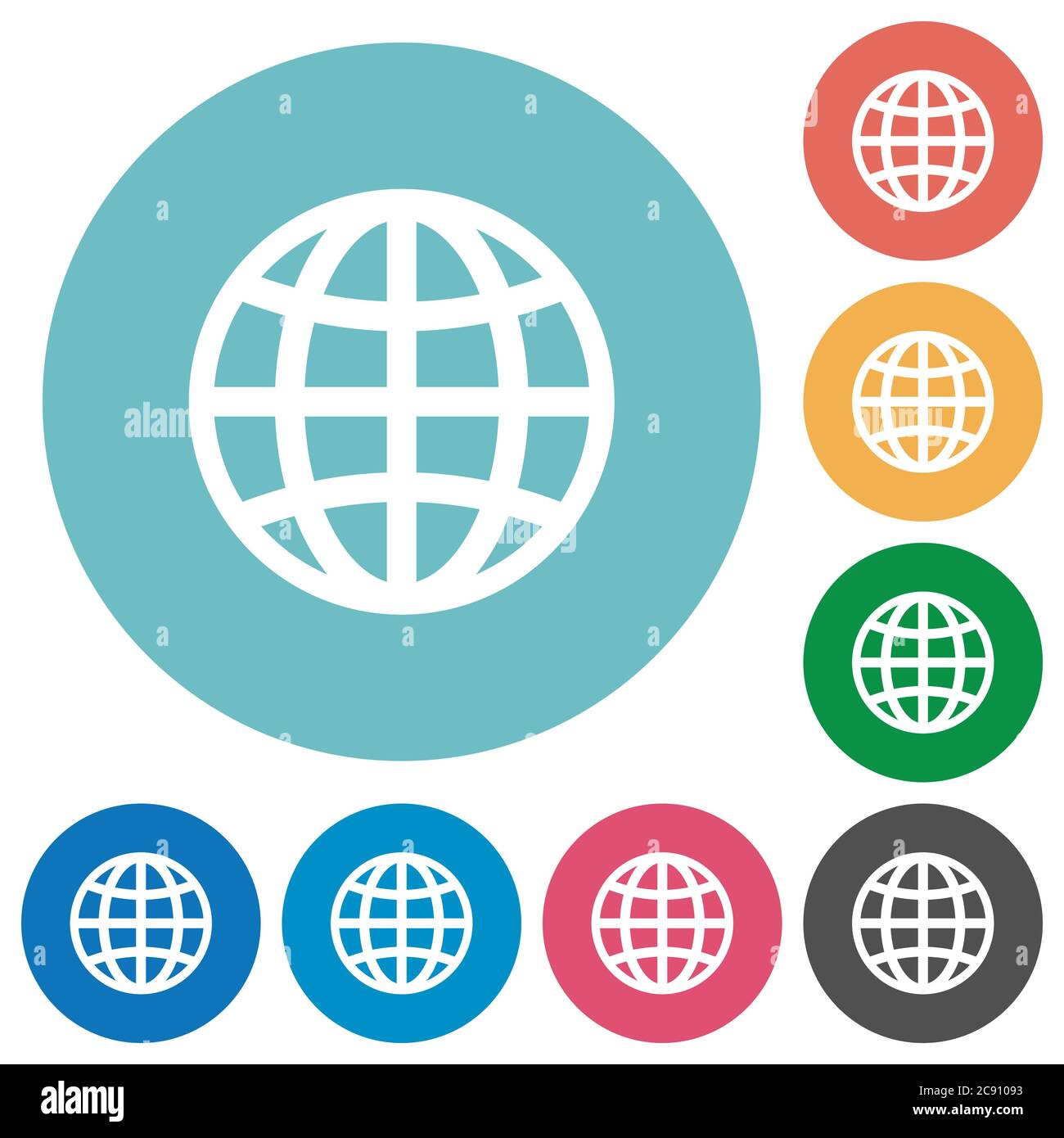 Globe flat white icons on round color backgrounds Stock Vector Image ...