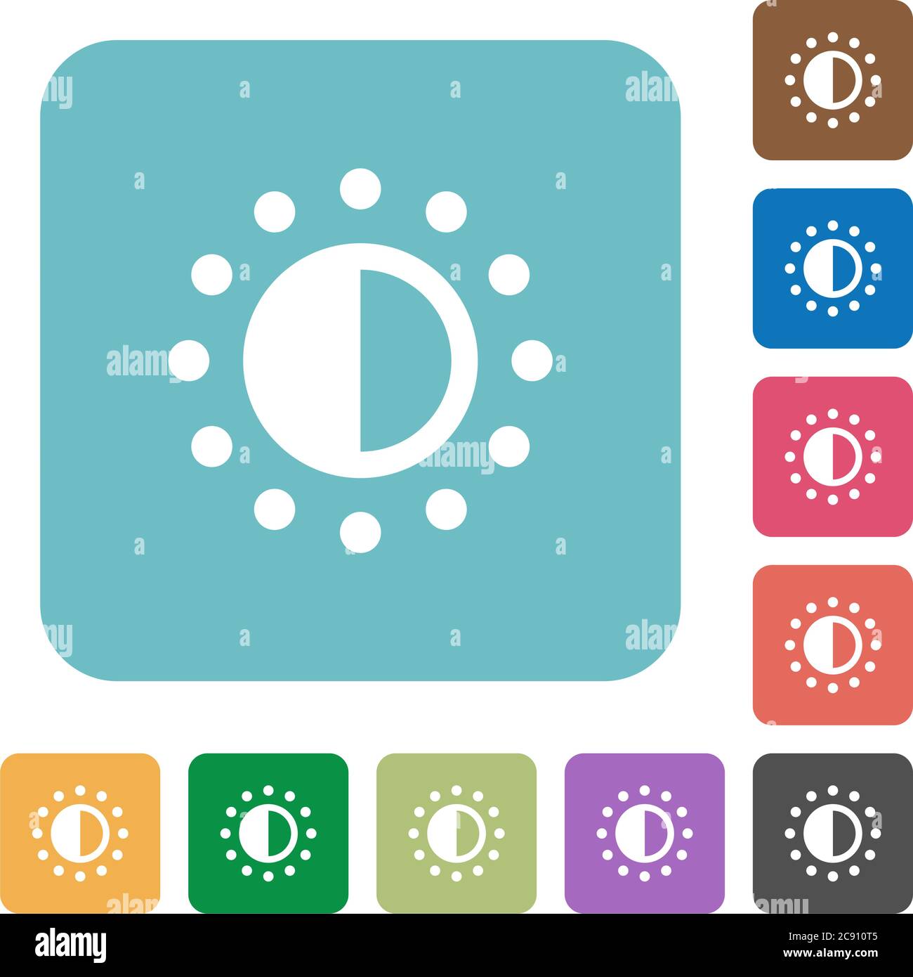 Saturation control white flat icons on color rounded square backgrounds ...