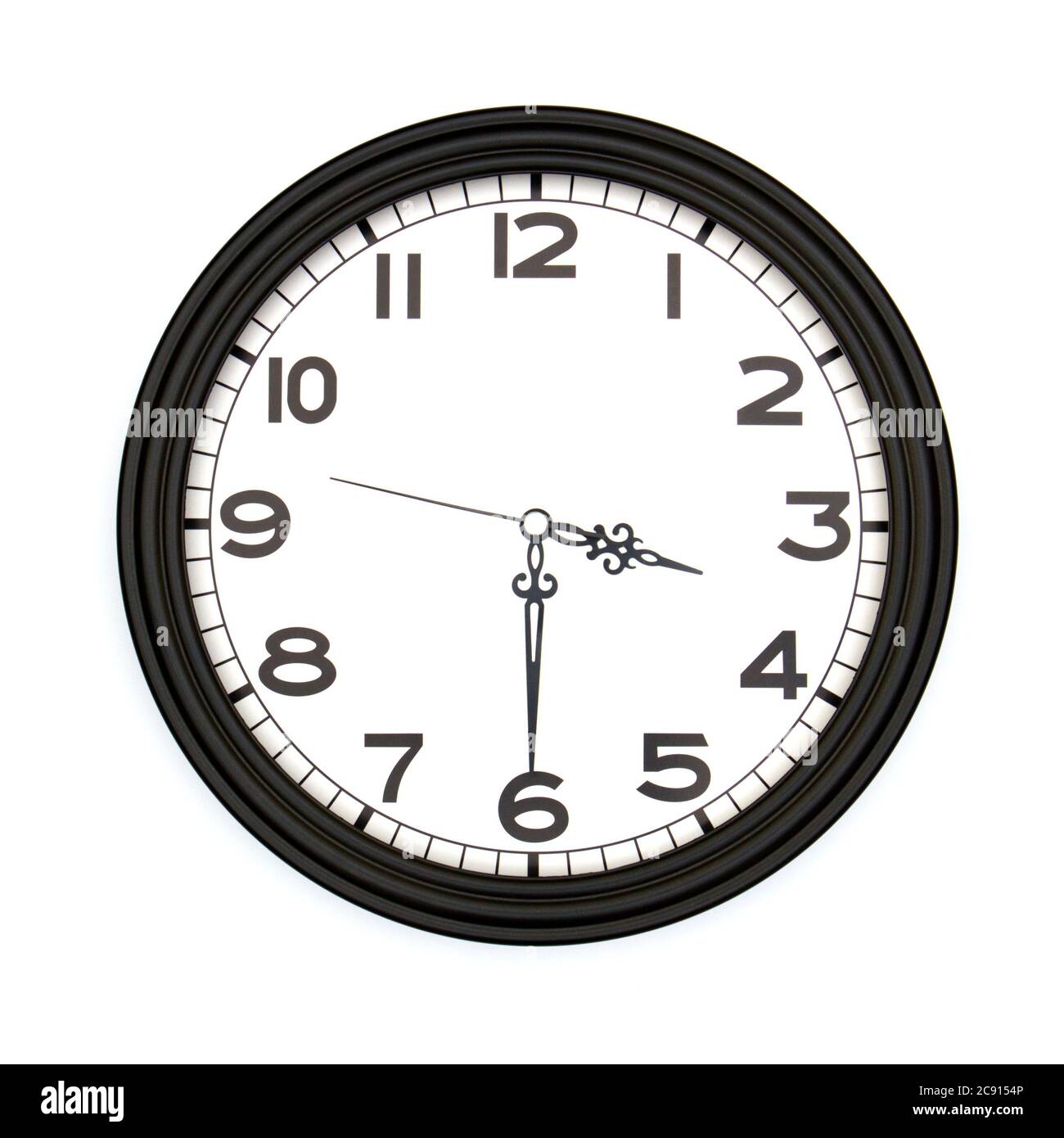 Black Round Analog Wall Clock Isolated On White Background Its Half Black Round Analog Wall Clock Isolated On White Background Its Half