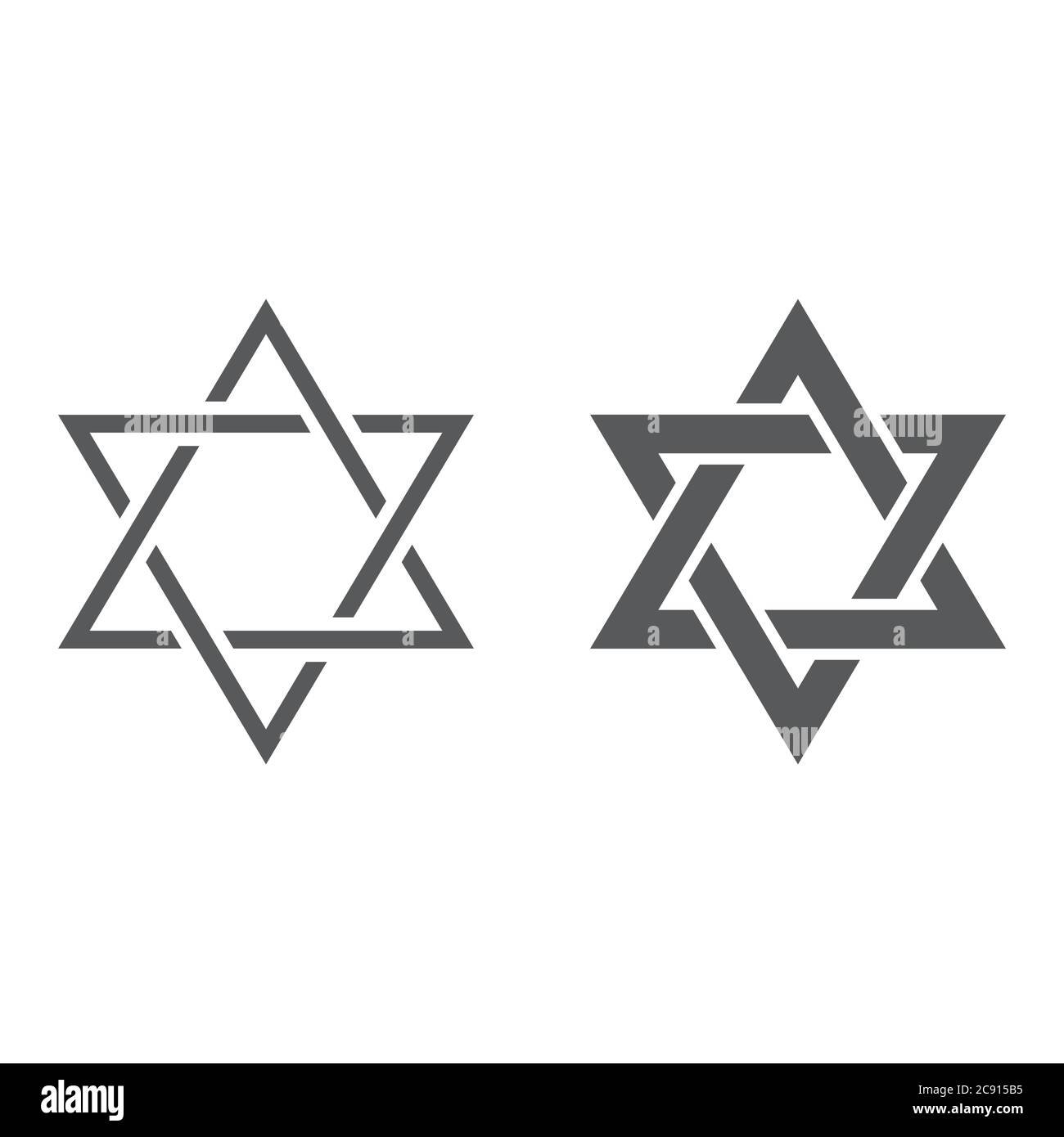 Star of David line and glyph icon, israel and jewish, hexagram sign, vector graphics, a linear pattern on a white background. Stock Vector