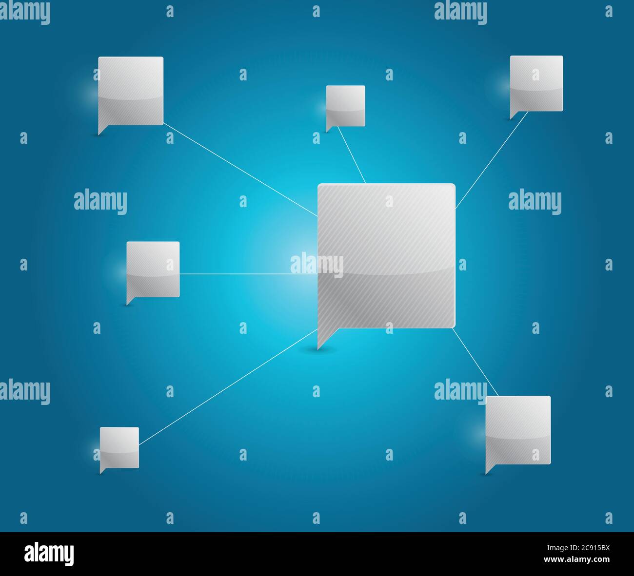 Speech communication network concept illustration design over a blue