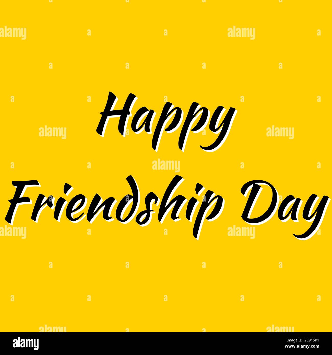 Happy Friendship Day illustration in black color with yellow background ...