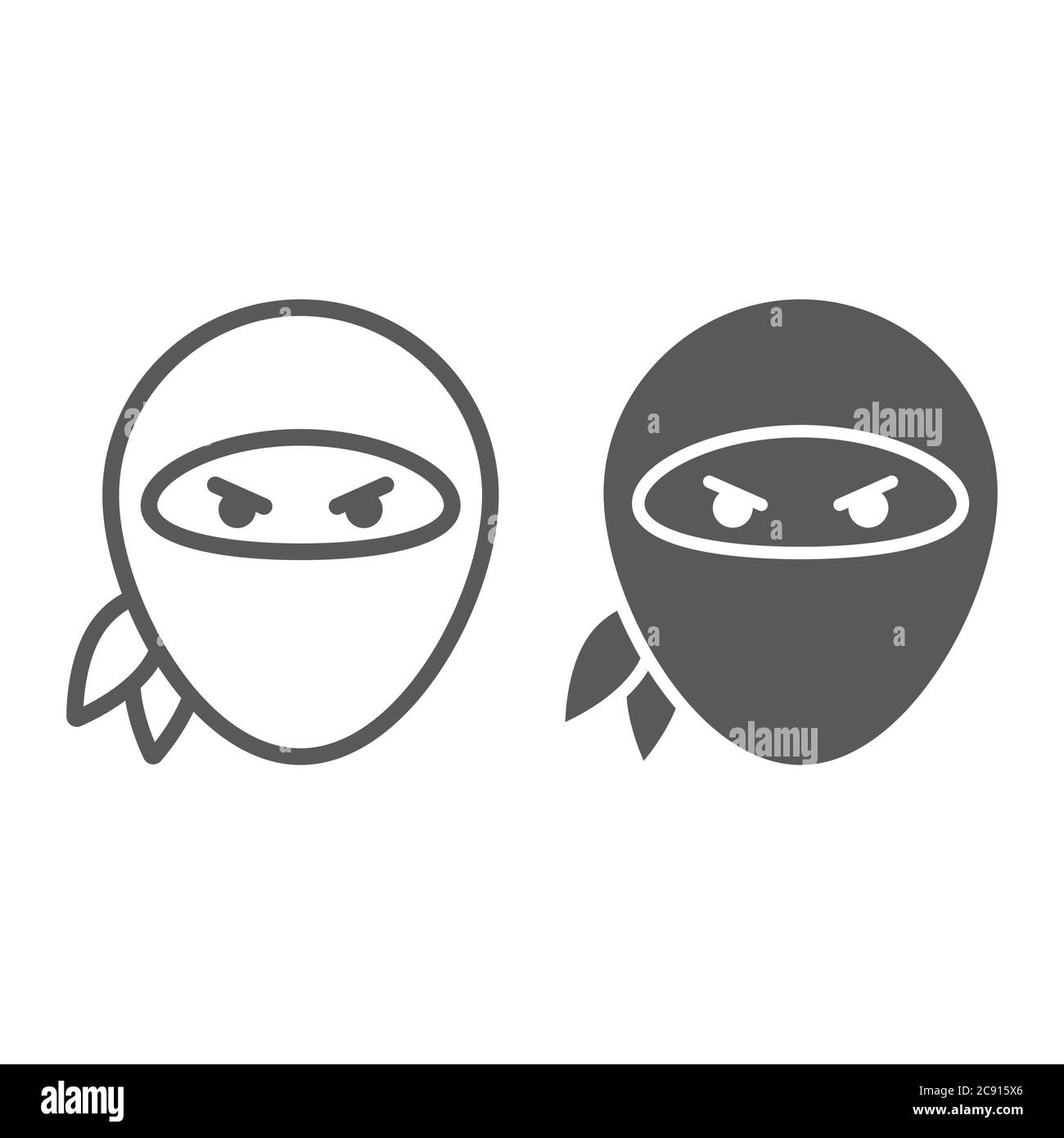 Ninja line and glyph icon, asian and character, samurai sign, vector ...