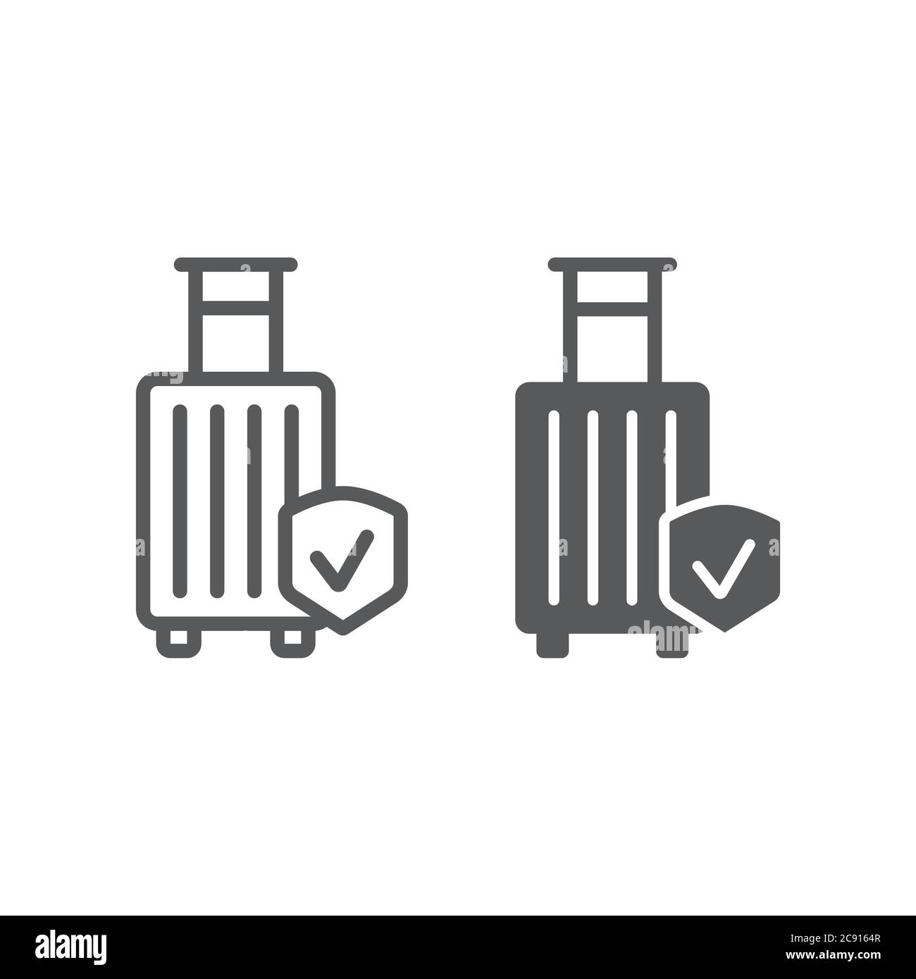 Baggage insurance line and glyph icon, protection and luggage, travel