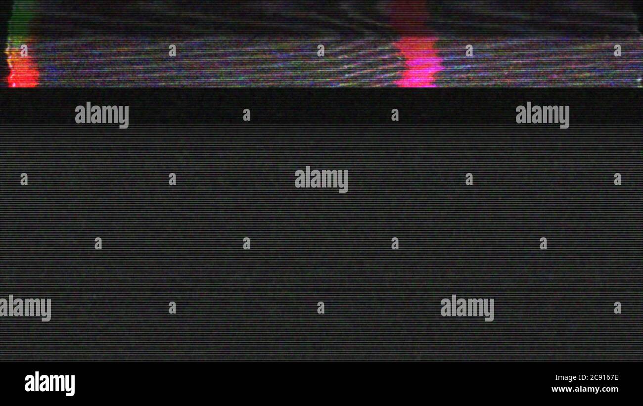Glitch noise distortion of broken video empty background, VHS effect, glitch digital pixel noise. Stock footage abstract pixel background glitch Stock Photo