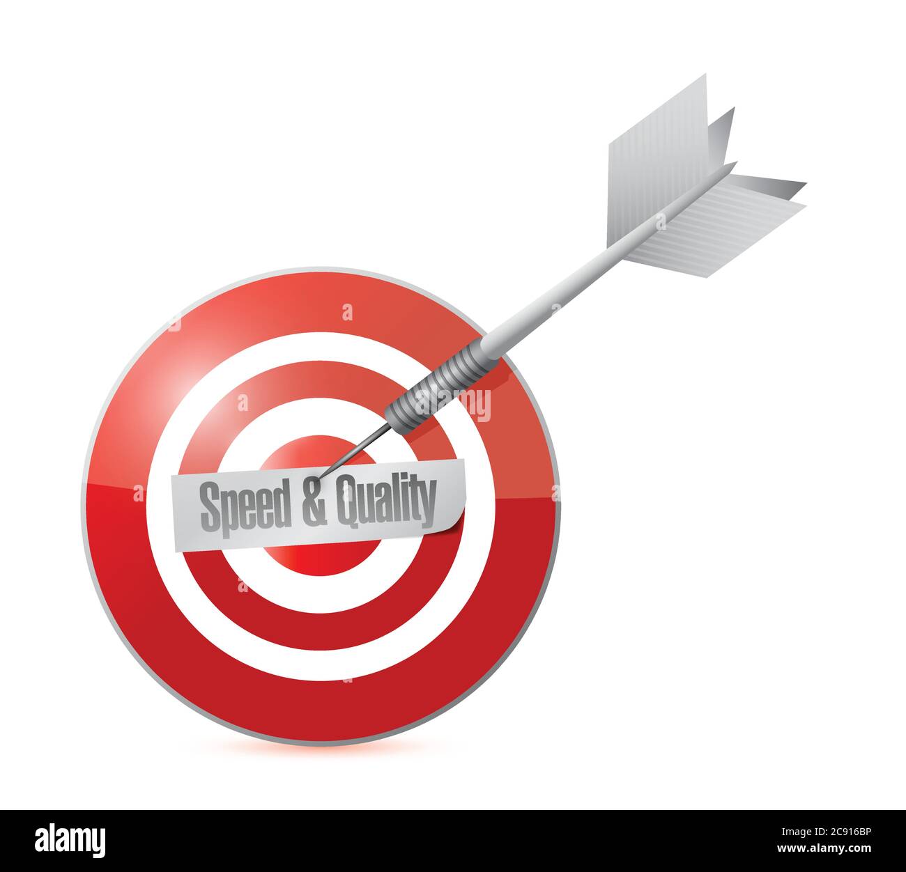 Speed and quality target illustration design over a white background