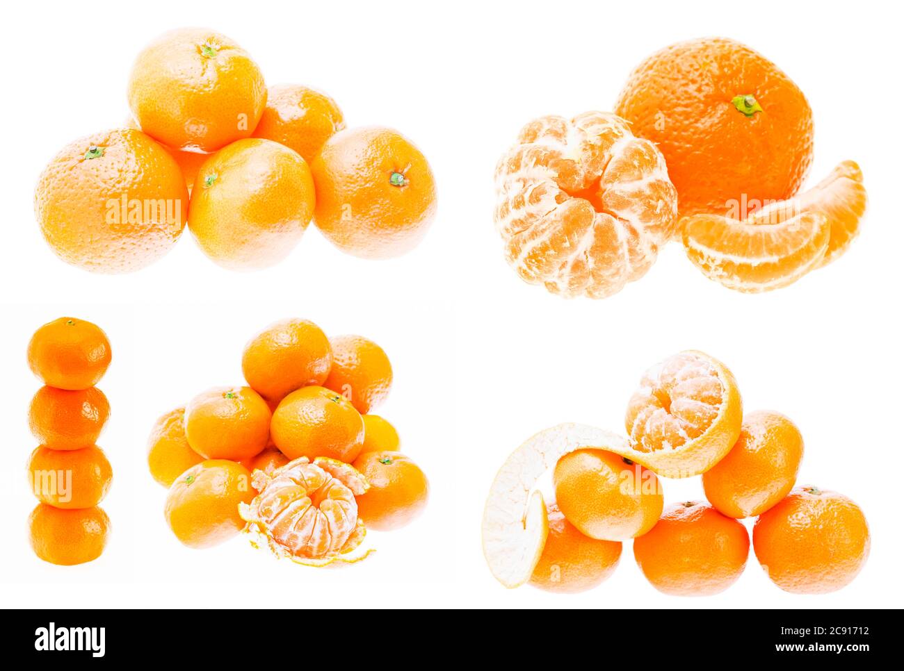 Mandarin Orange Fruits Isolated On White Background. Healthy Food