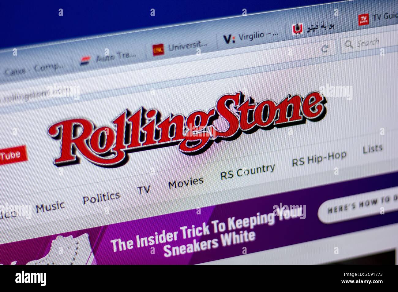 Ryazan, Russia - June 05, 2018: Homepage of RollingStone website on the display of PC, url - RollingStone.com Stock Photo