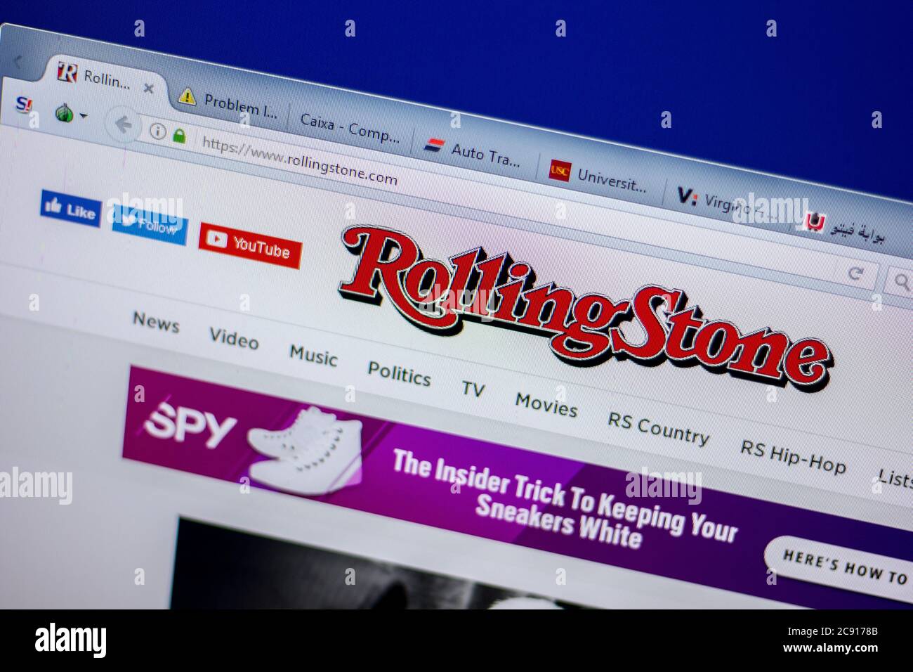 Ryazan, Russia - June 05, 2018: Homepage of RollingStone website on the display of PC, url - RollingStone.com Stock Photo