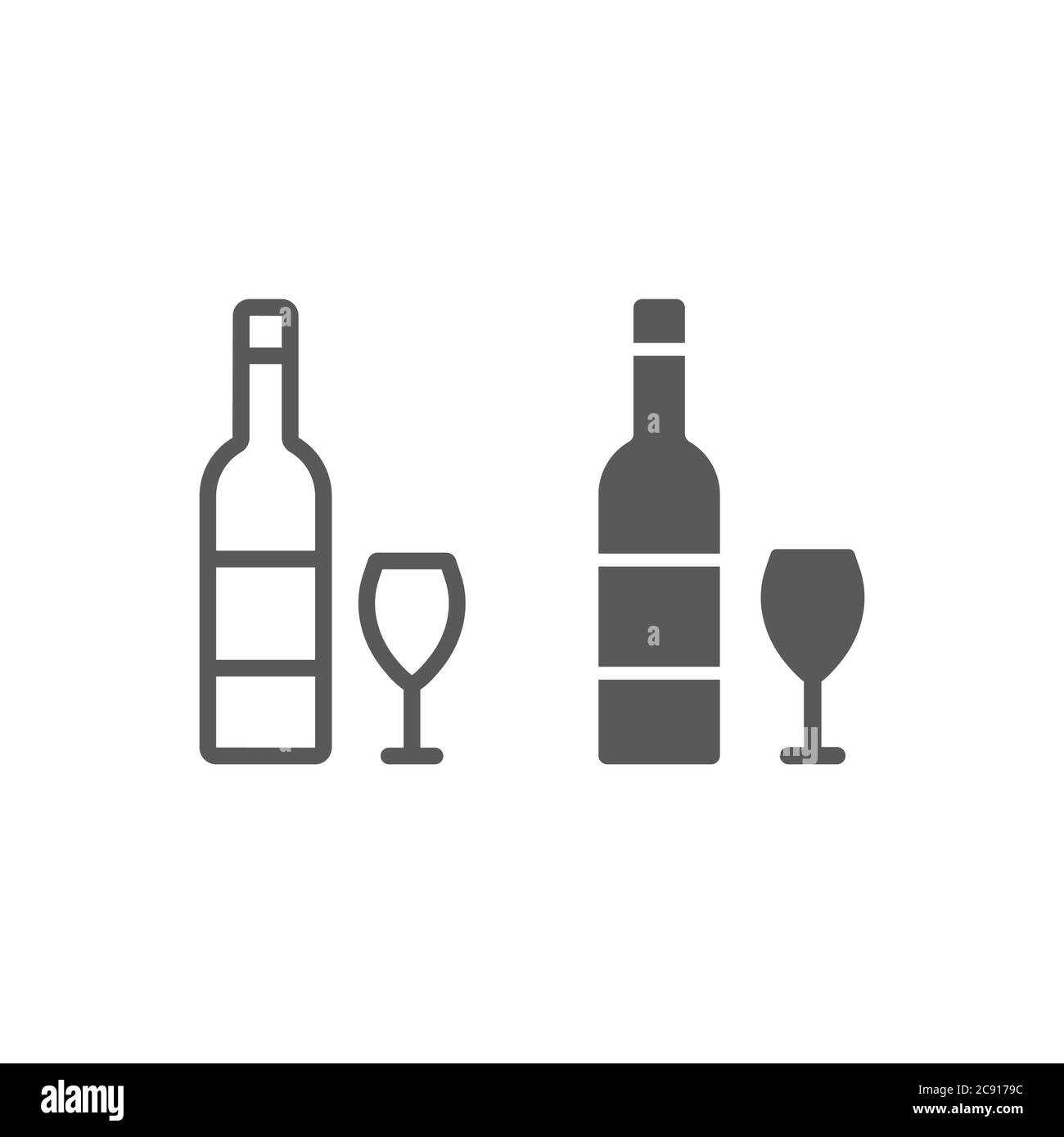 Hebrew wine line and glyph icon, jewish and drink, bottle and glass