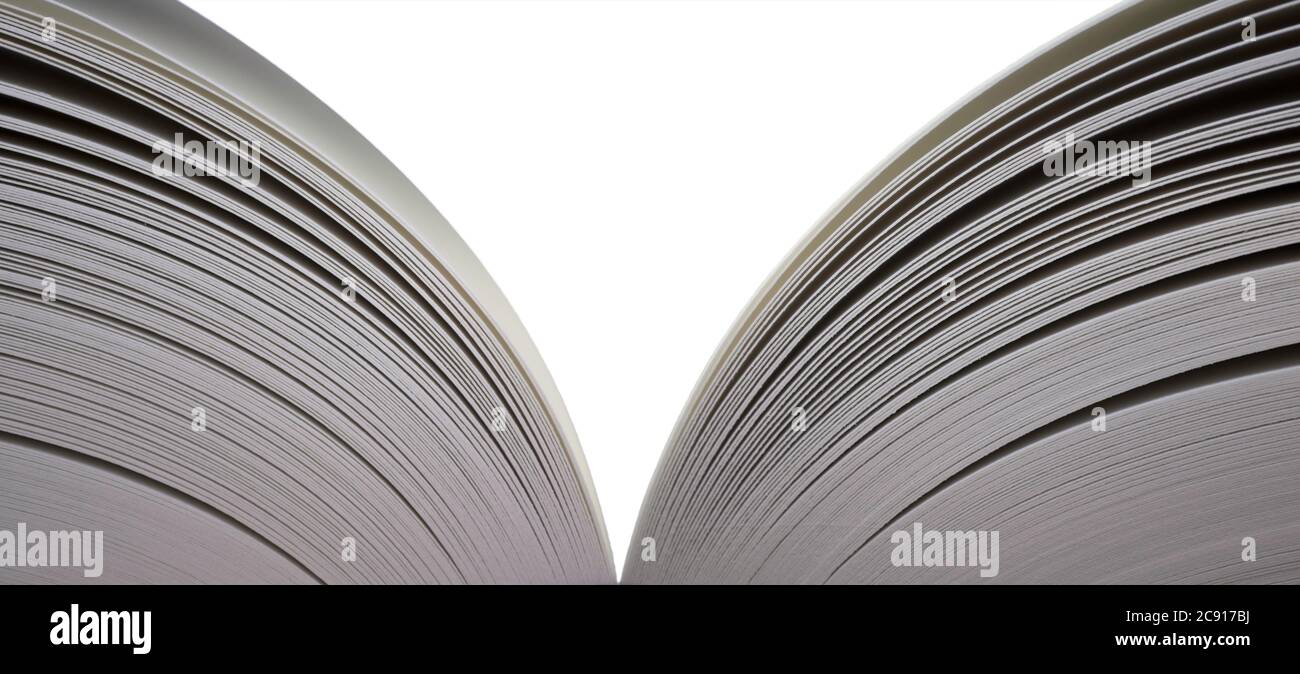 Widescreen image of an open book with open pages on both sides ...