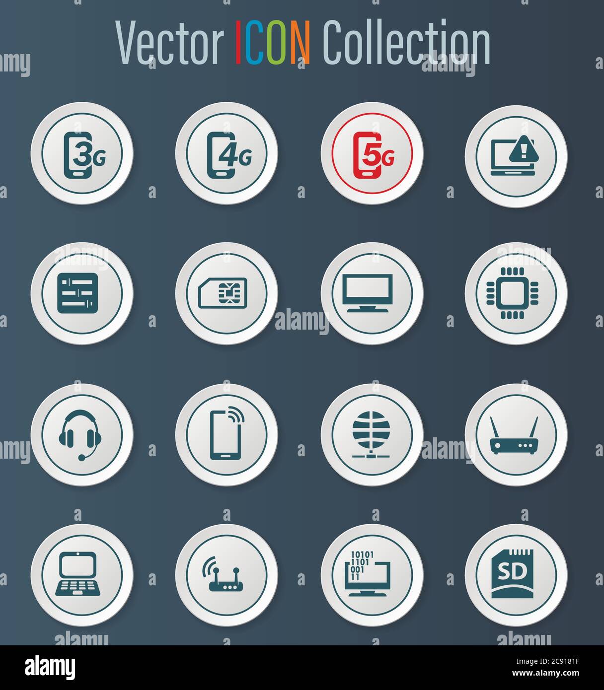 Mobile connection icons set Stock Vector