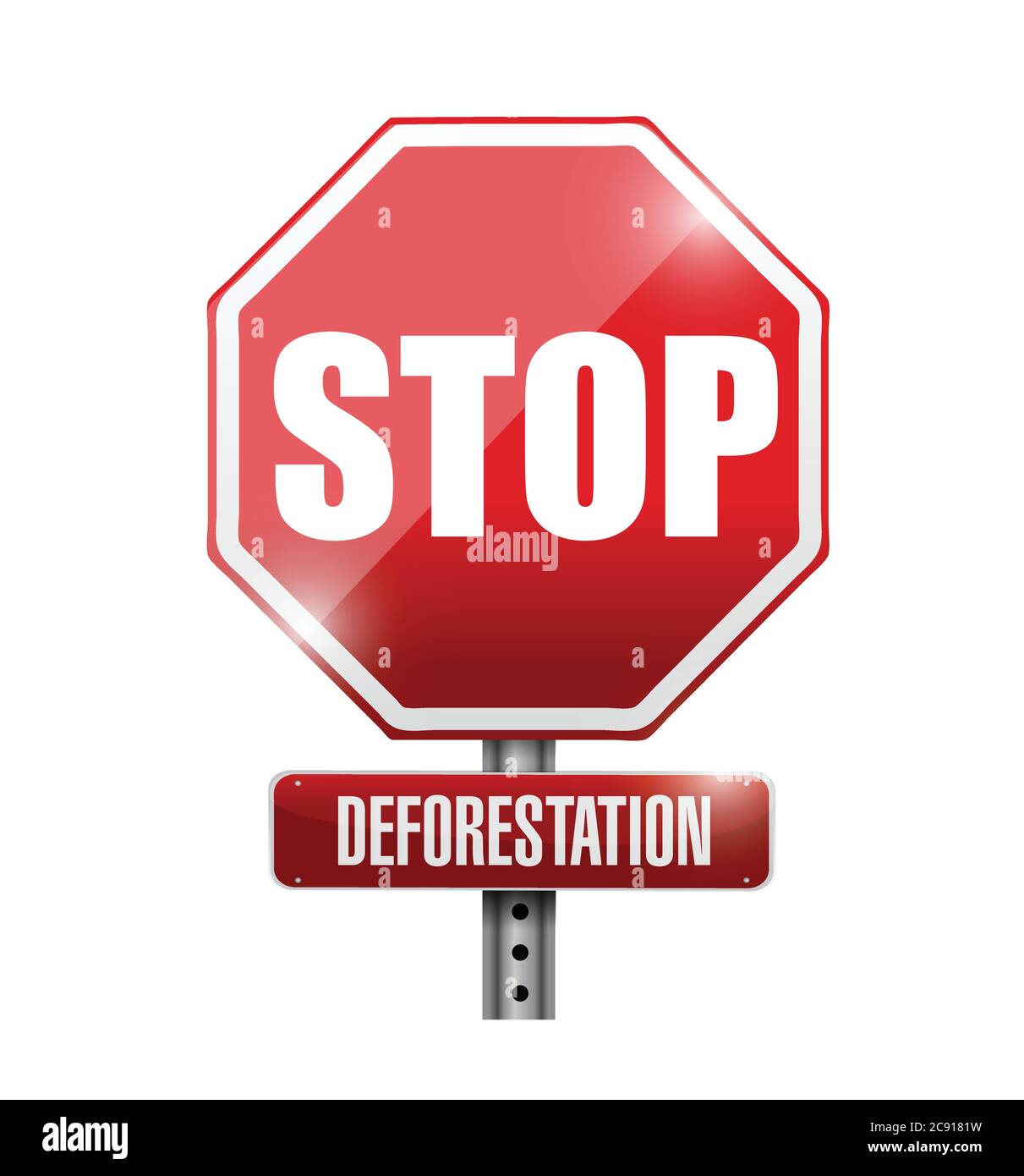 Stop deforestation street sign illustration design over a white background Stock Vector