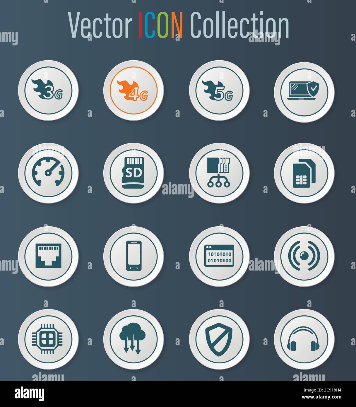 Mobile connection icons set Stock Vector