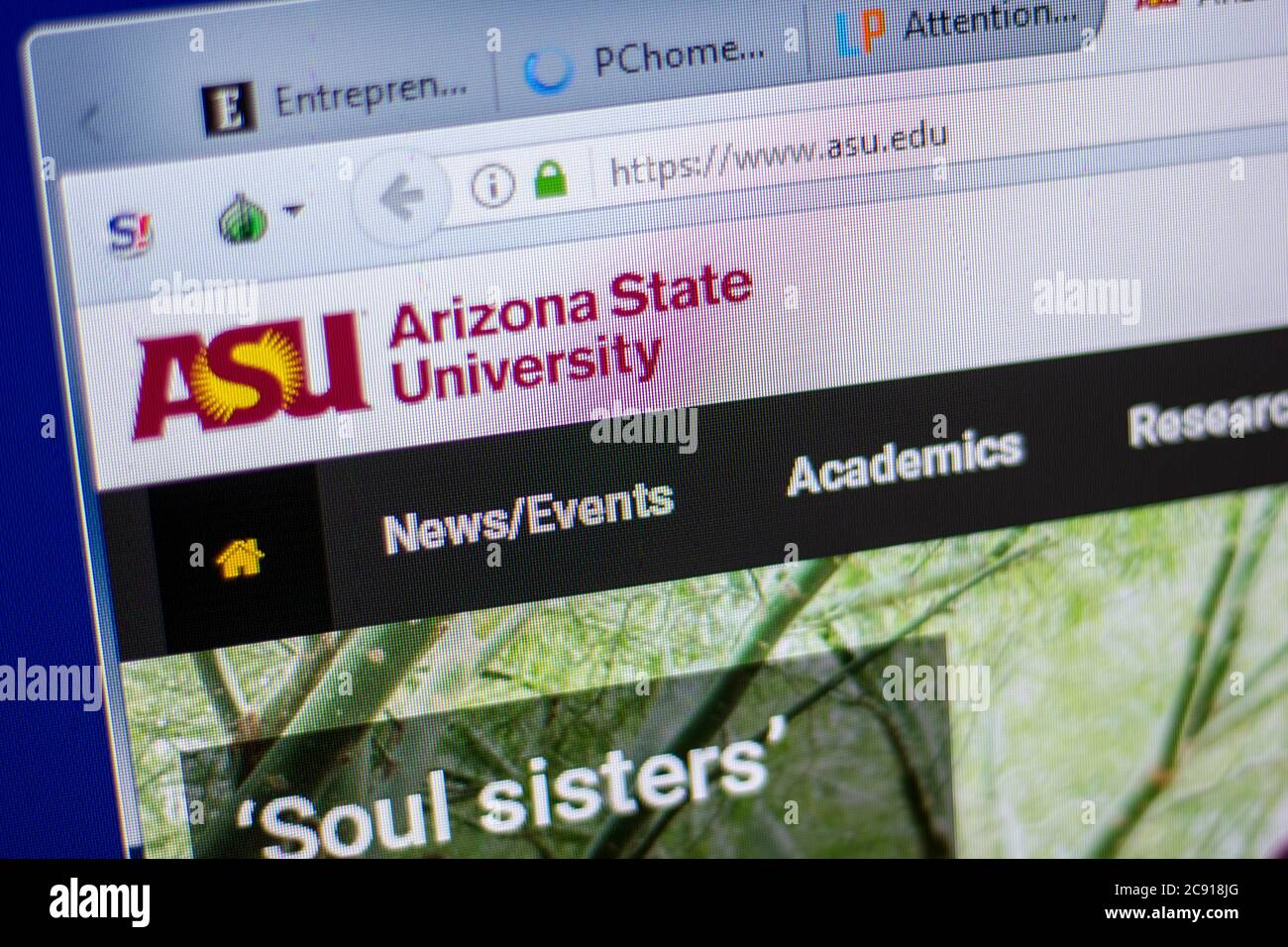 Ryazan, Russia - June 05, 2018: Homepage of Arizona State University website on the display of PC, url - Asu.edu Stock Photo
