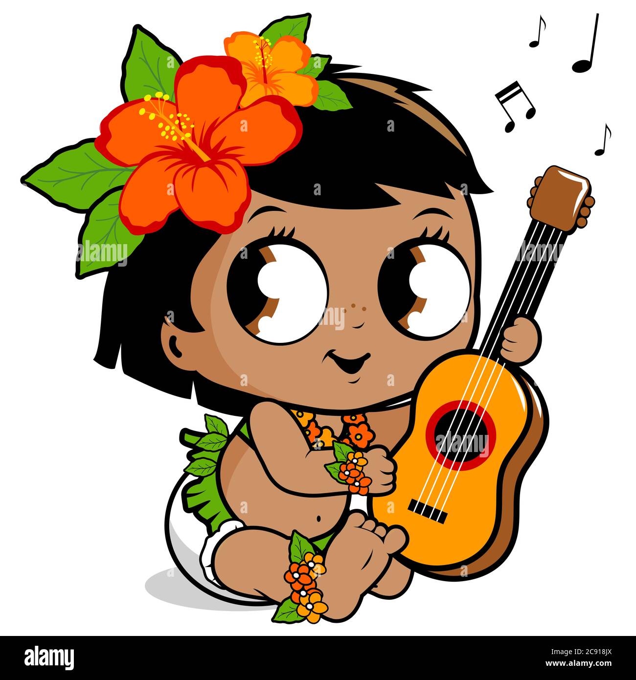 Гавайская девочка с гитарой