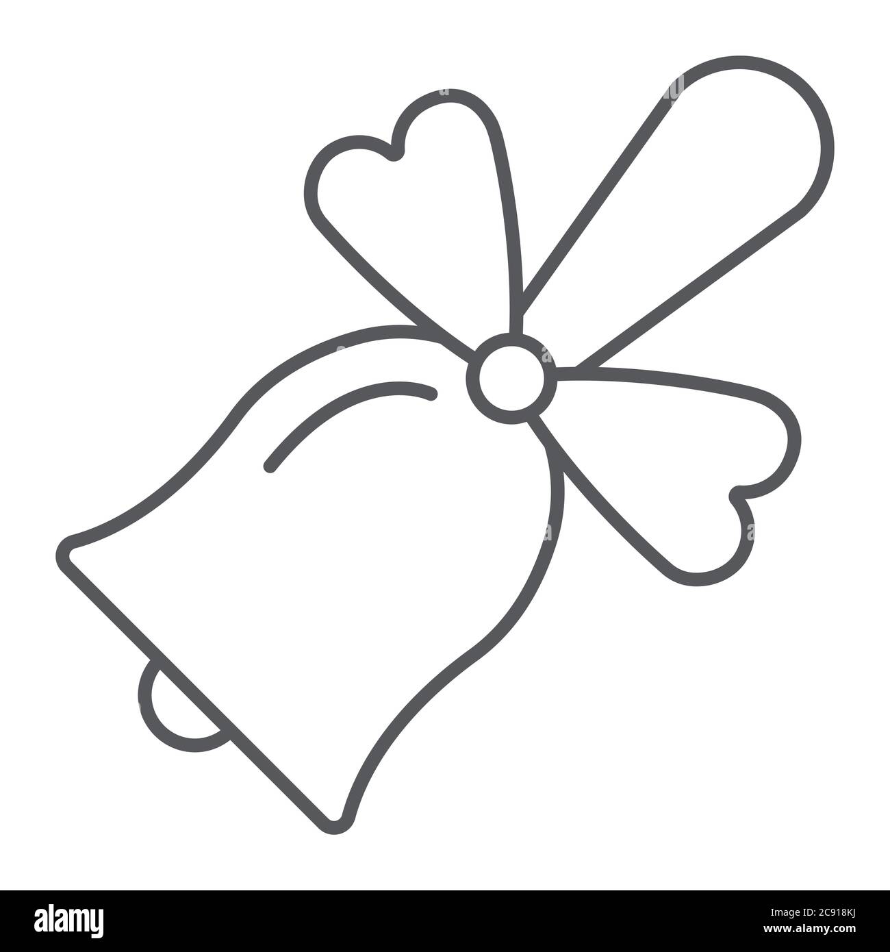 School bell thin line icon, alarm and ring, handbell sign, vector ...