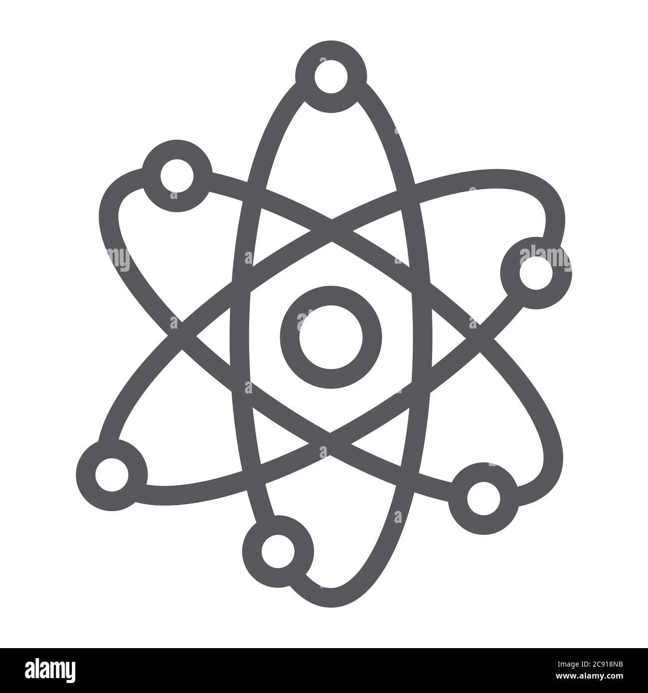 Atom structure line icon, scientific and nuclear, nucleus sign, vector ...