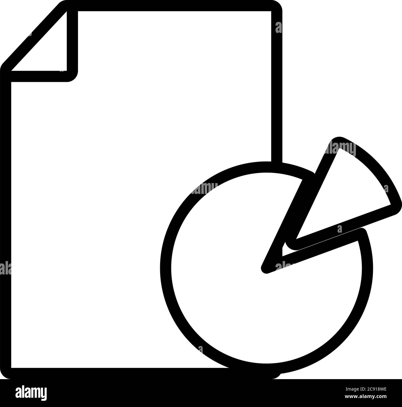 graphic pie chart and document icon over white background, line style ...