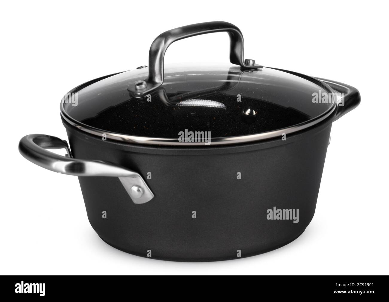 New black saucepan isolated on white background Stock Photo Alamy