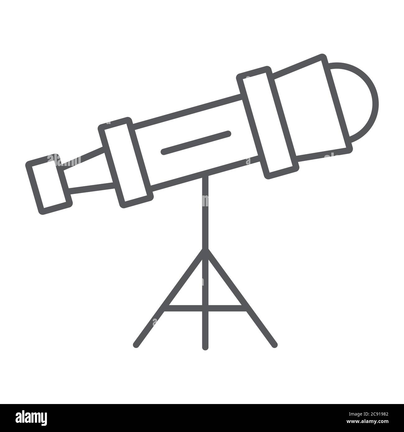 Telescope thin line icon, science and astronomy, spyglass sign, vector