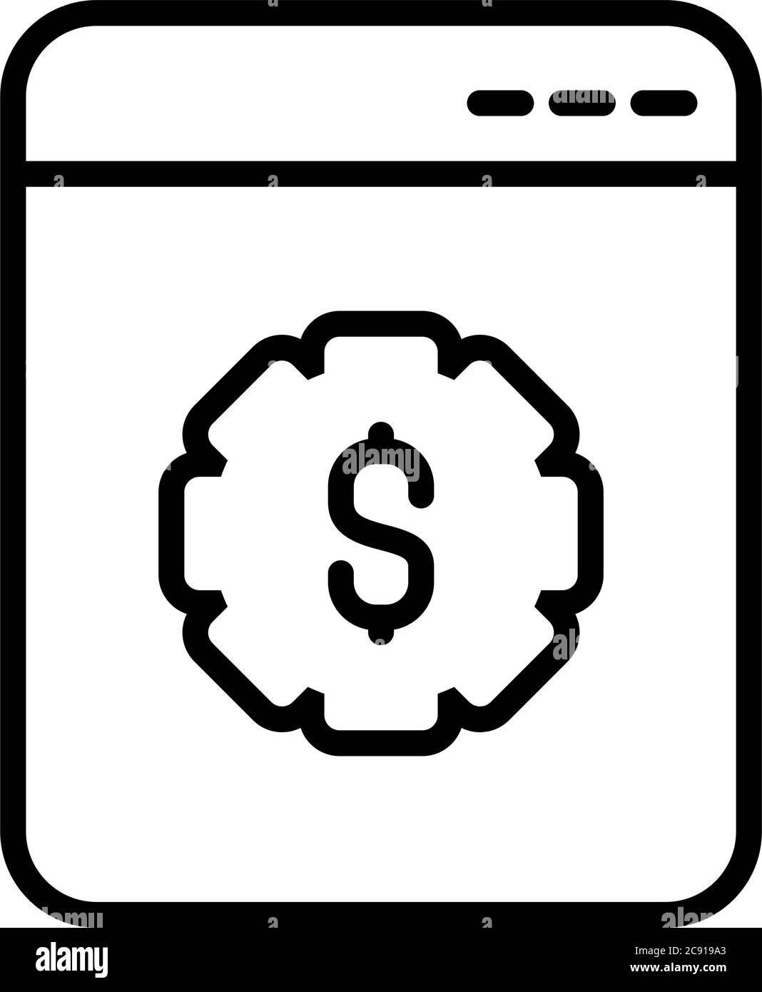 web page with gear wheel with money symbol icon over white background ...
