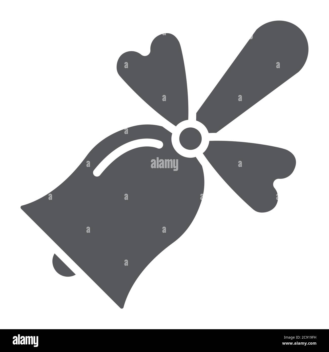 School bell glyph icon, alarm and ring, handbell sign, vector graphics ...