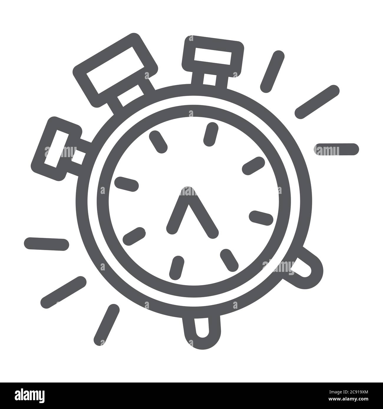 Alarm clock line icon, time and clock, watch sign, vector graphics, a ...
