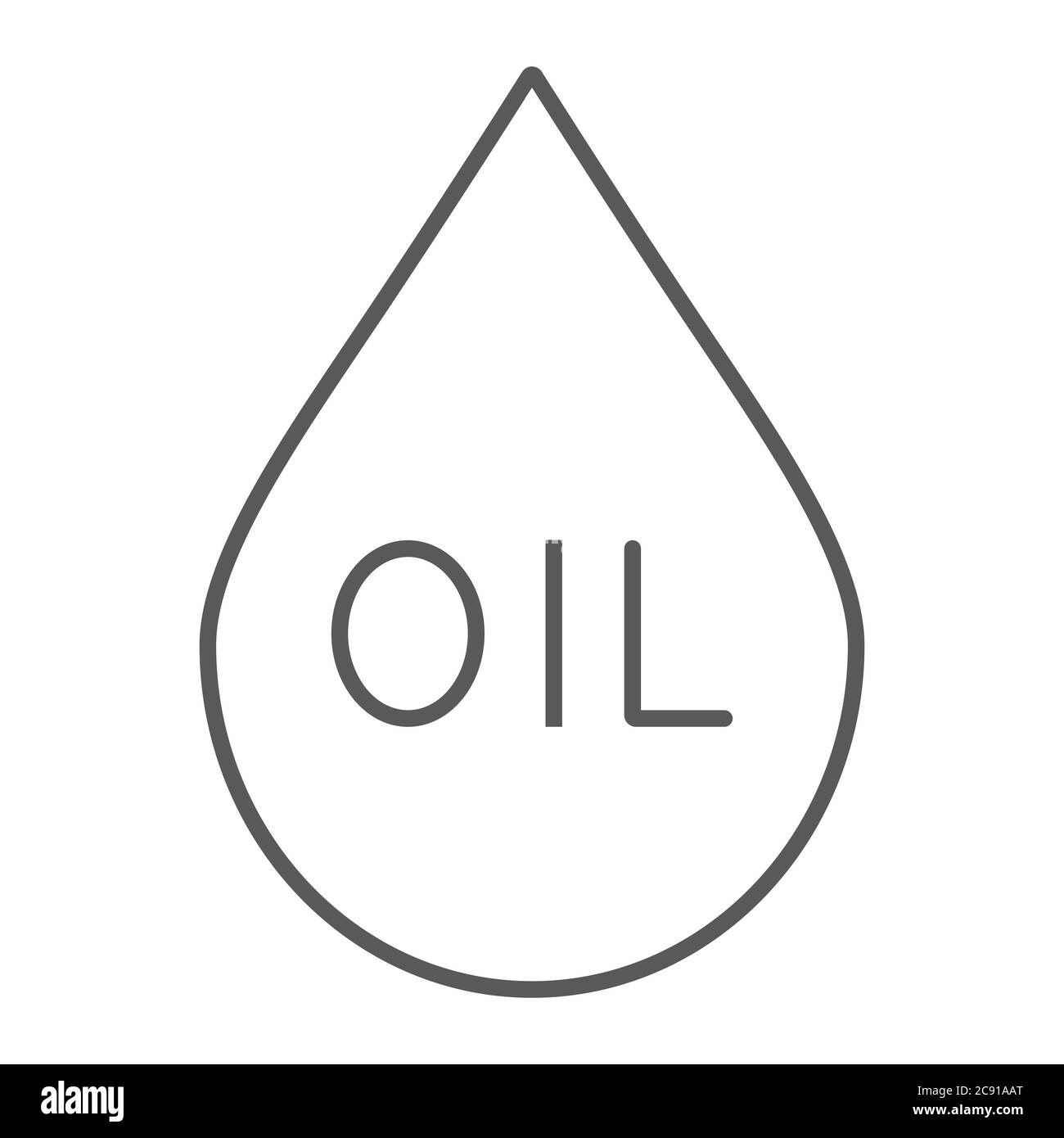 Oil drop thin line icon, fuel and liquid, oil droplet sign, vector