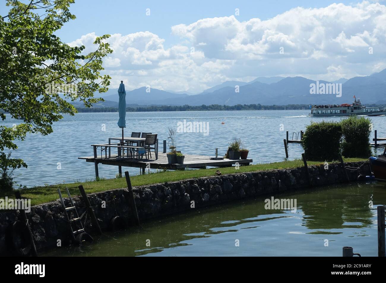 Private Jetty on the Chiemsee Stock Photo