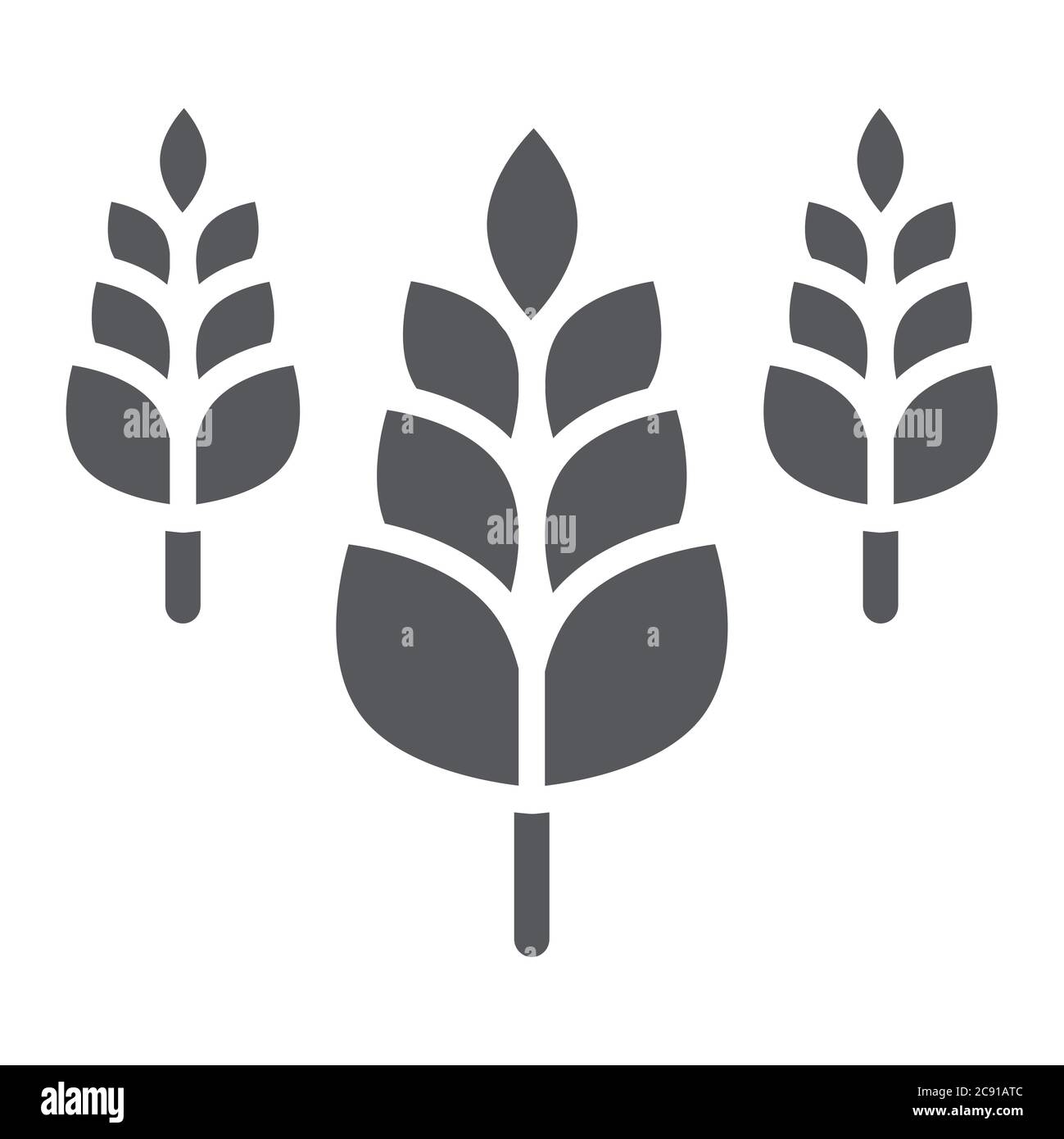 Spikelet glyph icon, farm and agriculture, wheat sign, vector graphics, a solid pattern on a white background. Stock Vector