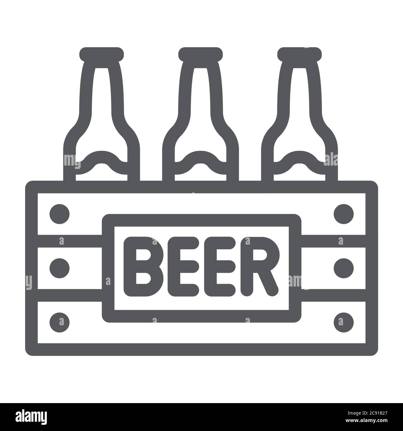 Case of beer line icon, alcohol and drink, pack of beer bottles sign