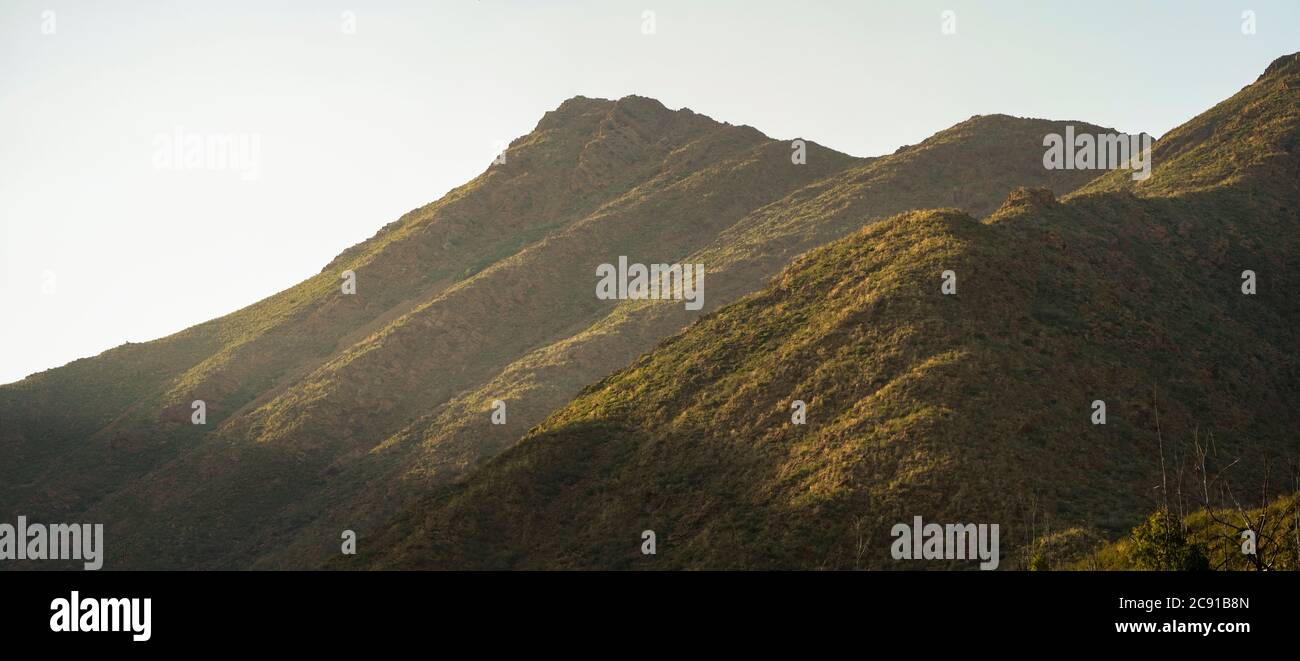 Mountain tops panoramic view in Andalusia at sunset Stock Photo