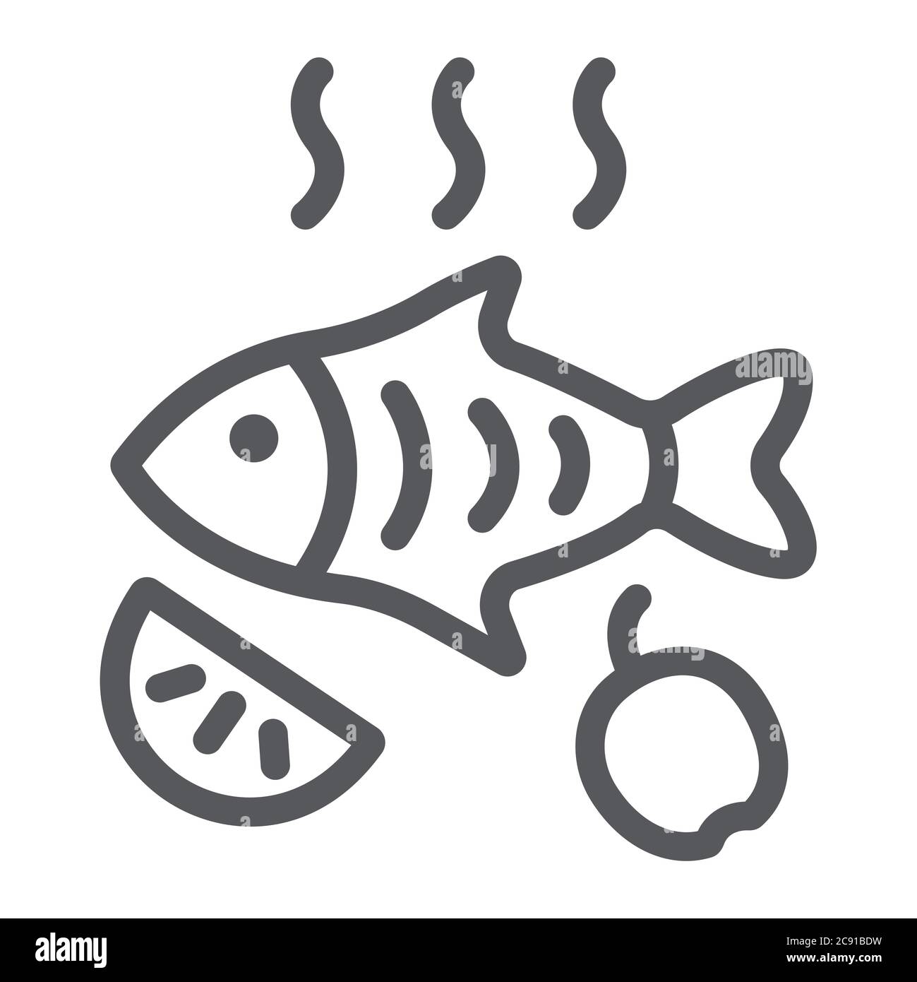 Fried fish line icon, food and sea, grilled fish sign, vector graphics, a  linear pattern on a white background Stock Vector Image & Art - Alamy