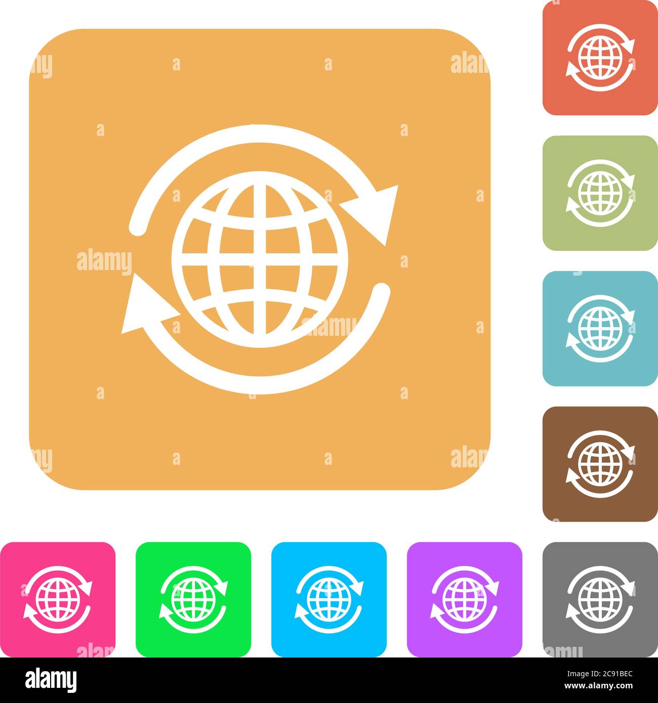 International icons on rounded square vivid color backgrounds Stock ...