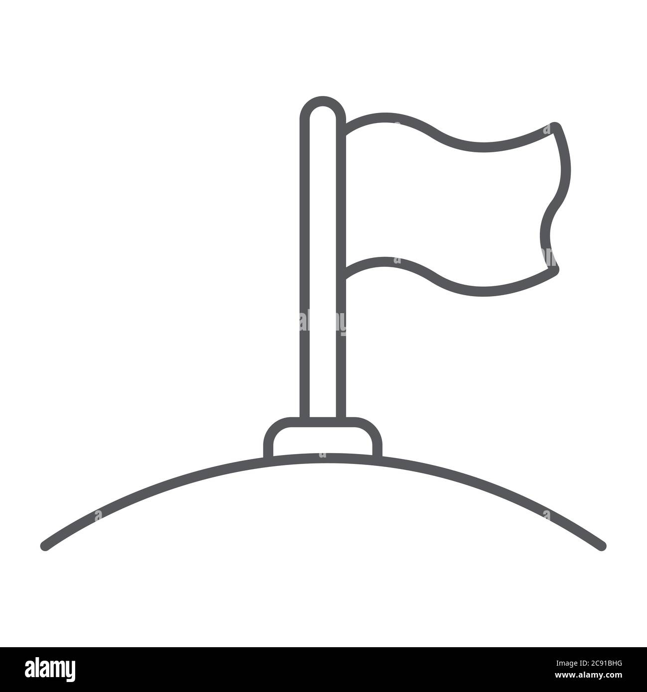 Flag thin line icon, direction and pennant, flagpole sign, vector