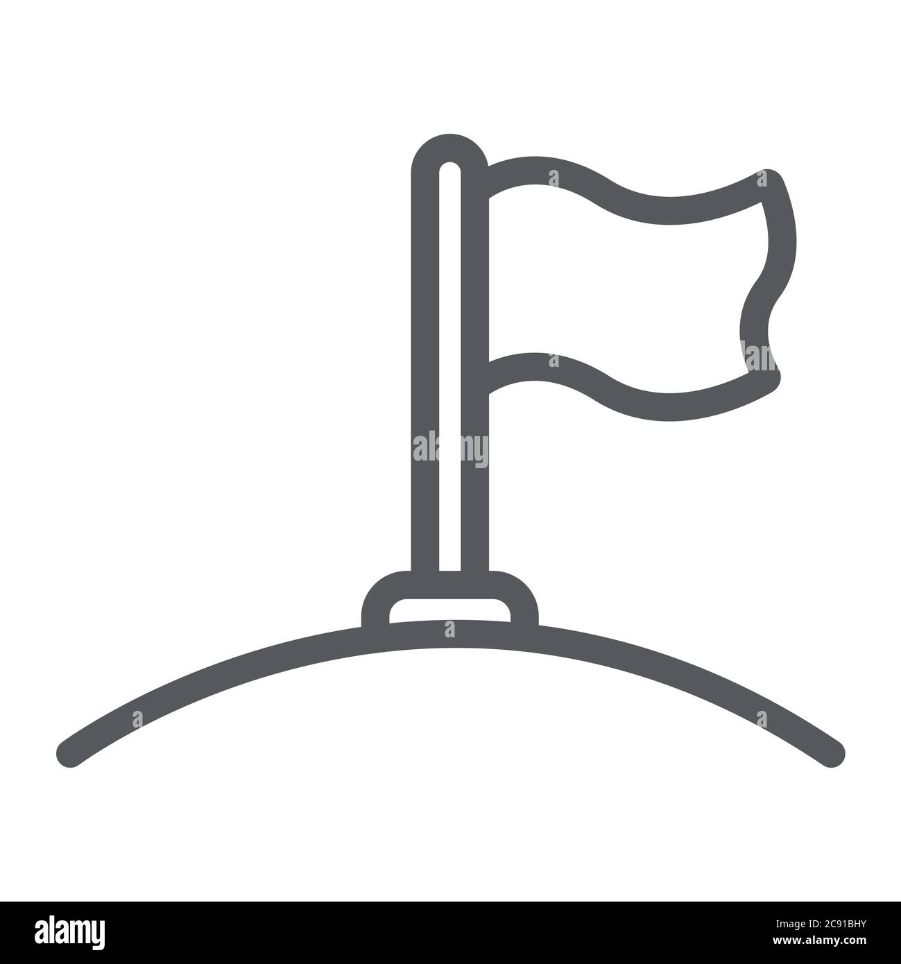 Flag line icon, direction and pennant, flagpole sign, vector graphics