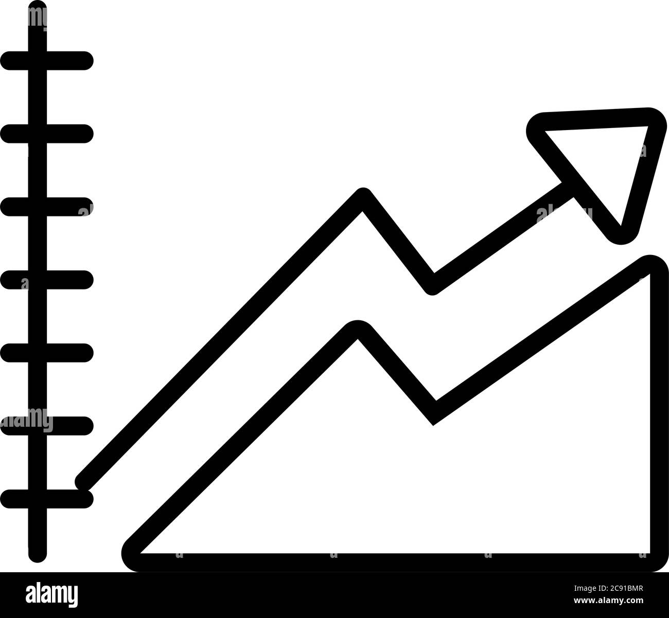 ascending graphic chart icon over white background, line style, vector ...