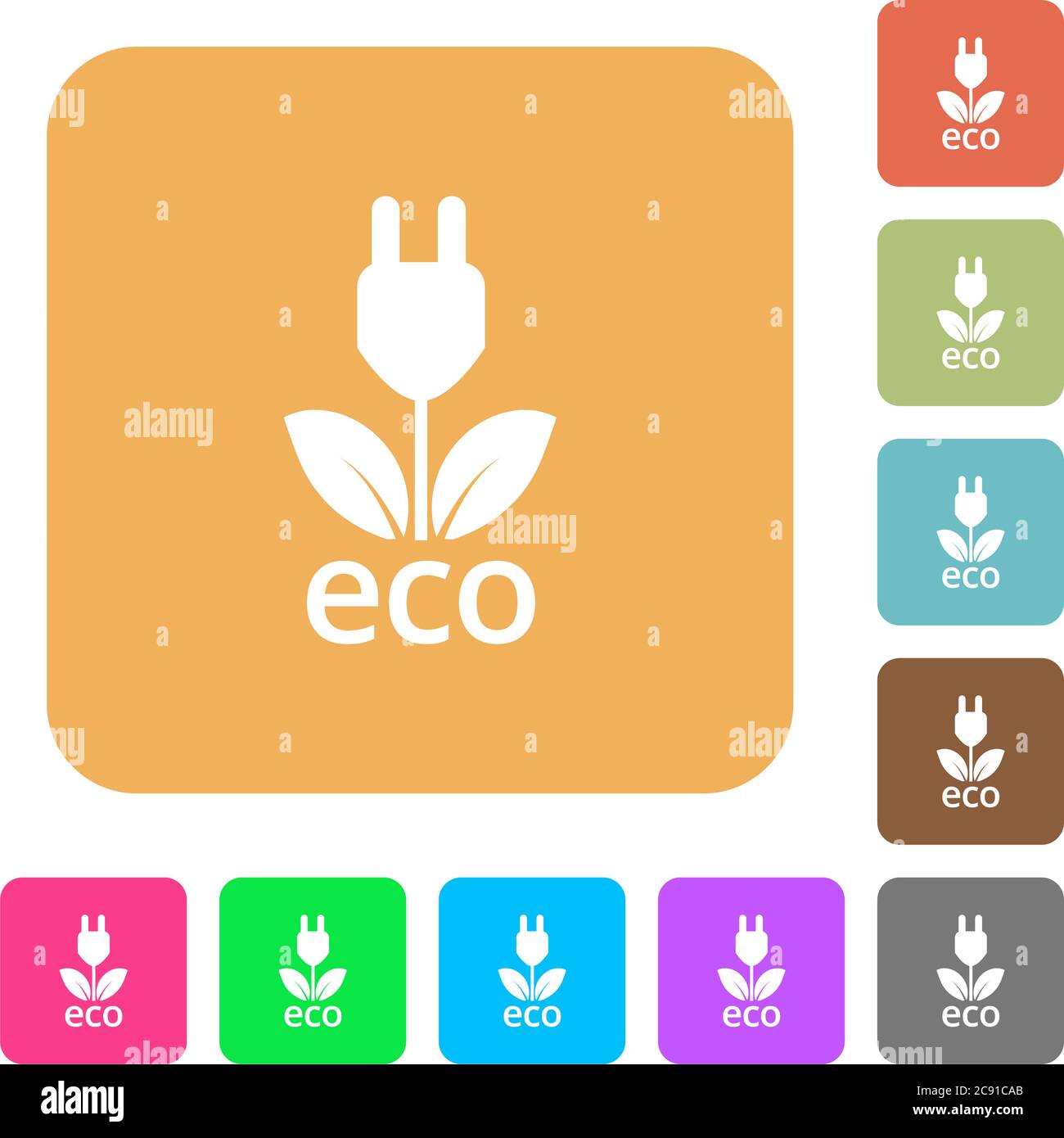 Eco energy icons on rounded square vivid color backgrounds Stock Vector ...