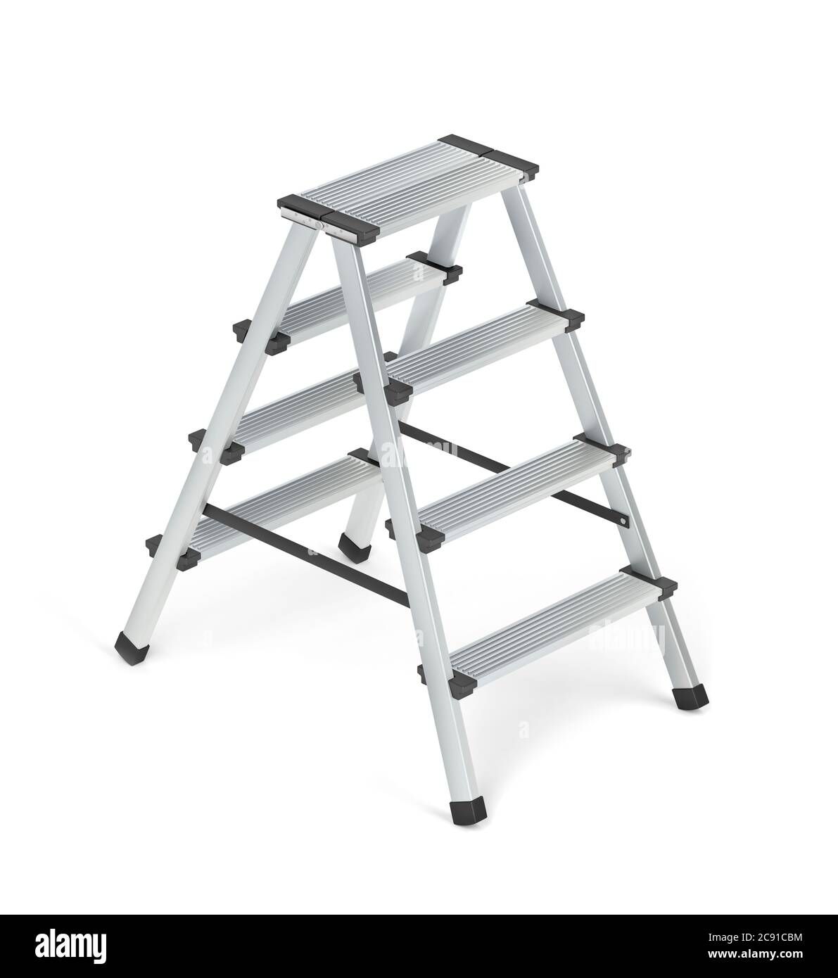 Aluminum ladder on white background Stock Photo
