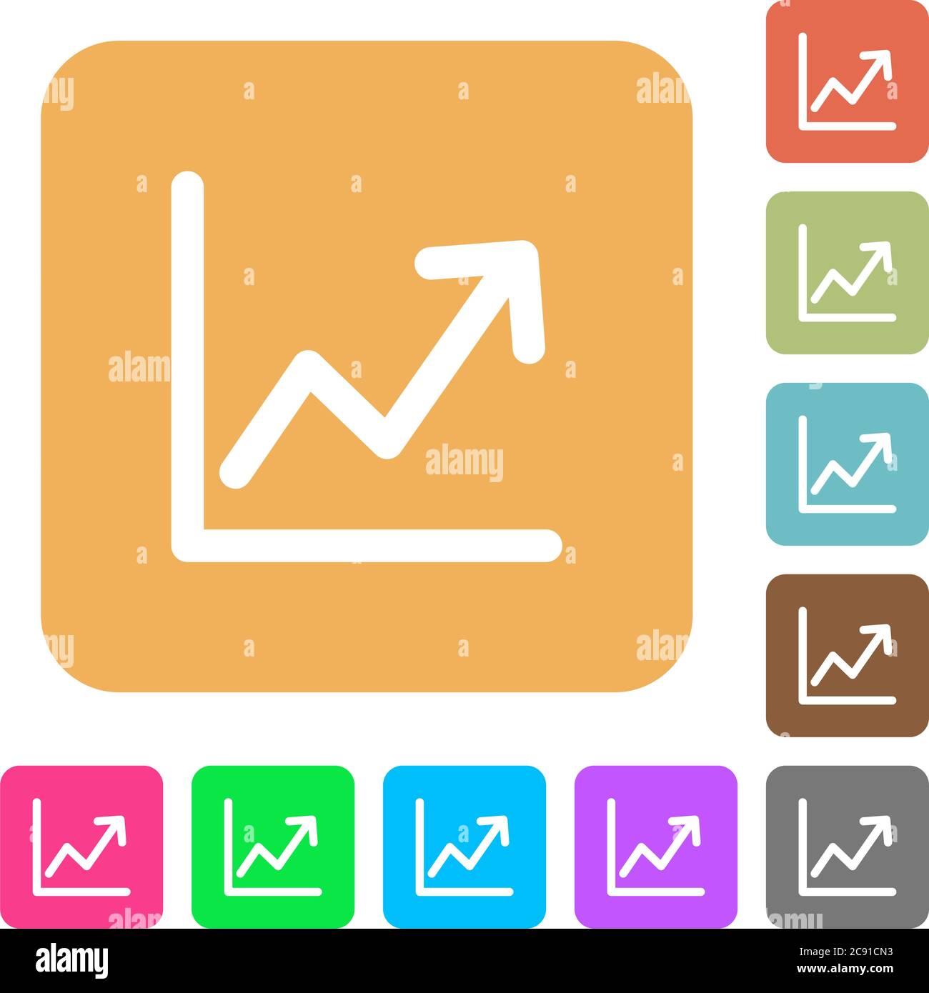 Line graph icons on rounded square vivid color backgrounds Stock Vector ...