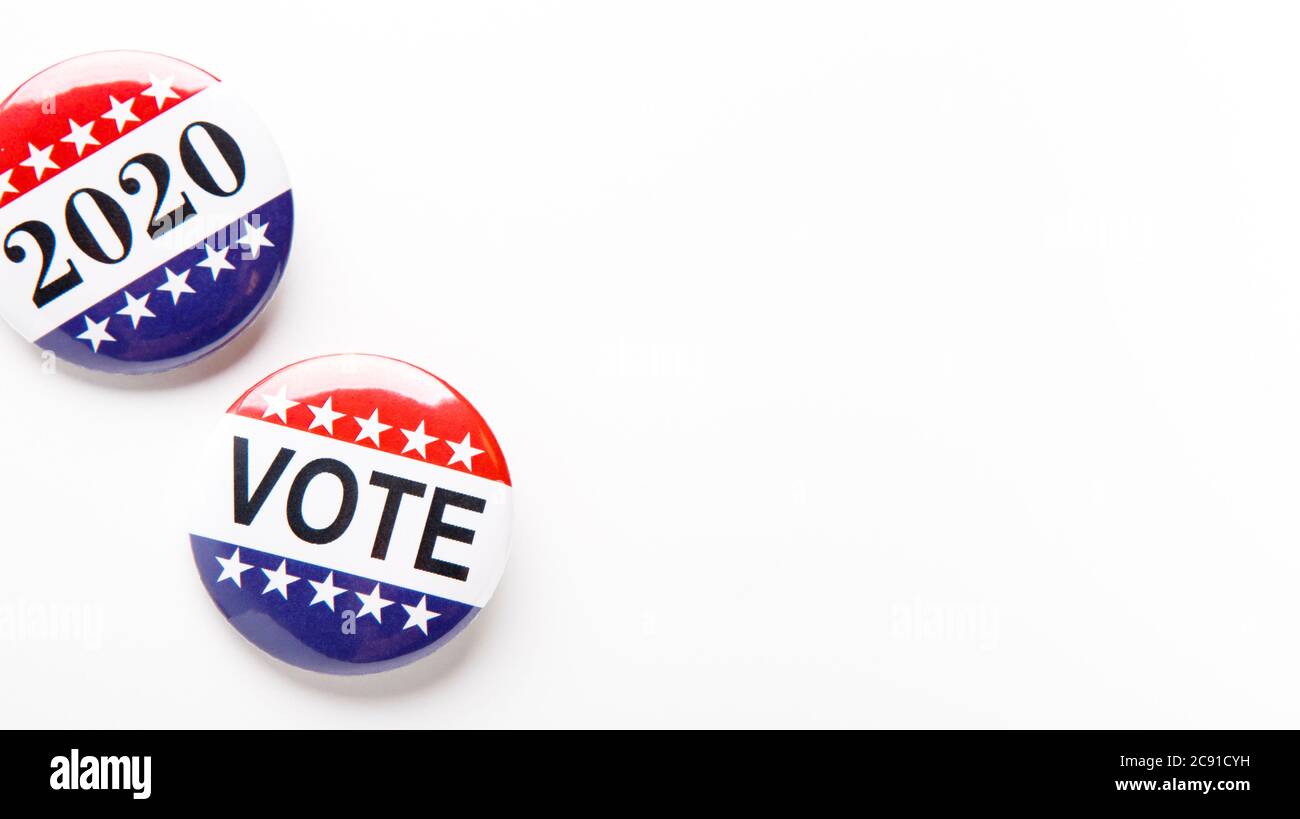 Patriotic button pins isolated on white background Stock Photo