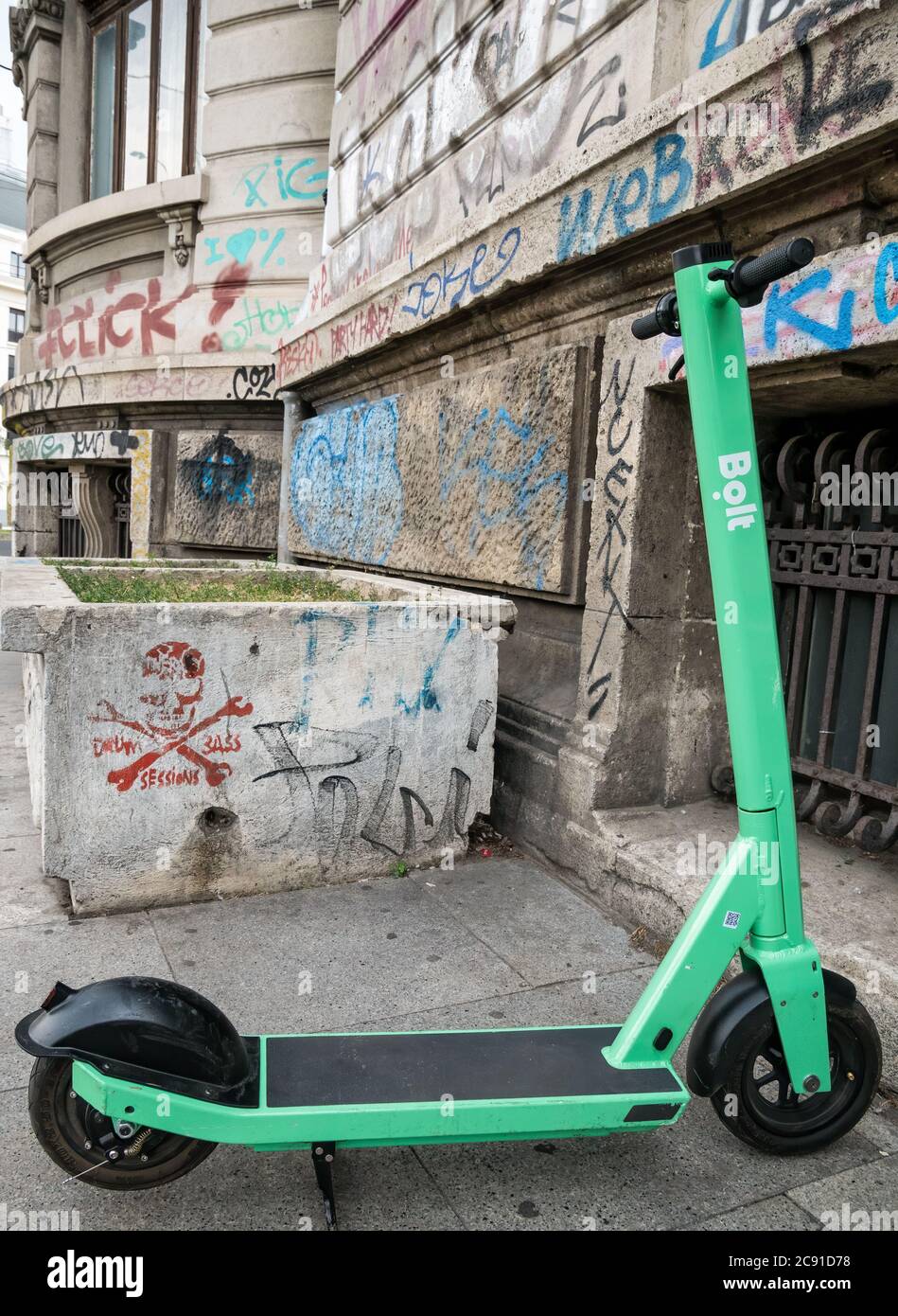 Bucharest/Romania - 07.15.2020: Parked electric scooter for rental in  Bucharest belonging to ride hailing company Bolt Stock Photo - Alamy