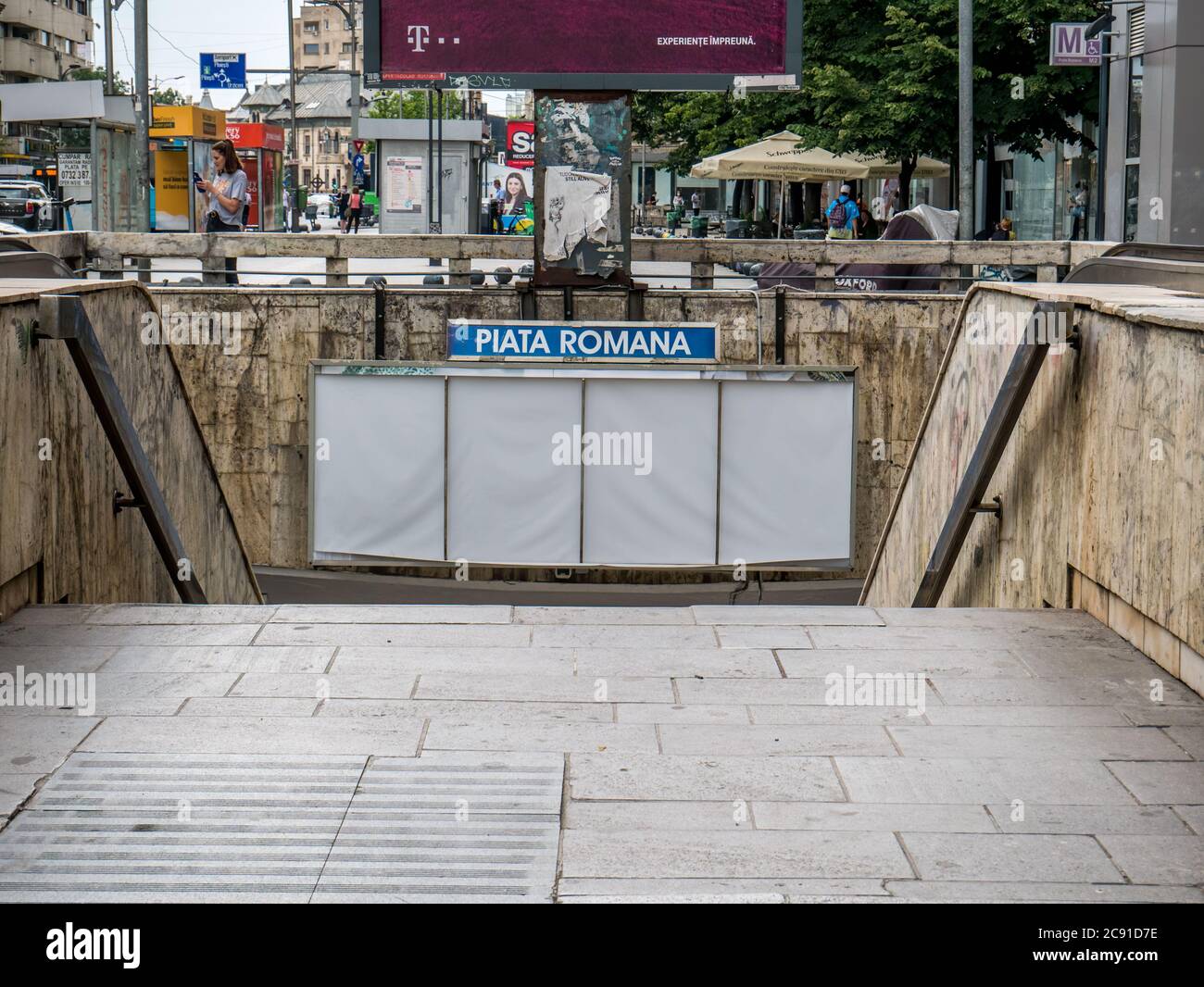 Bucharest/Romania 07.18.2020 Entrance to Piata Romana metro station
