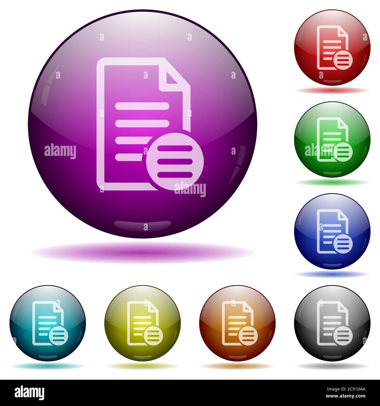 Document options icons in color glass sphere buttons with shadows Stock ...