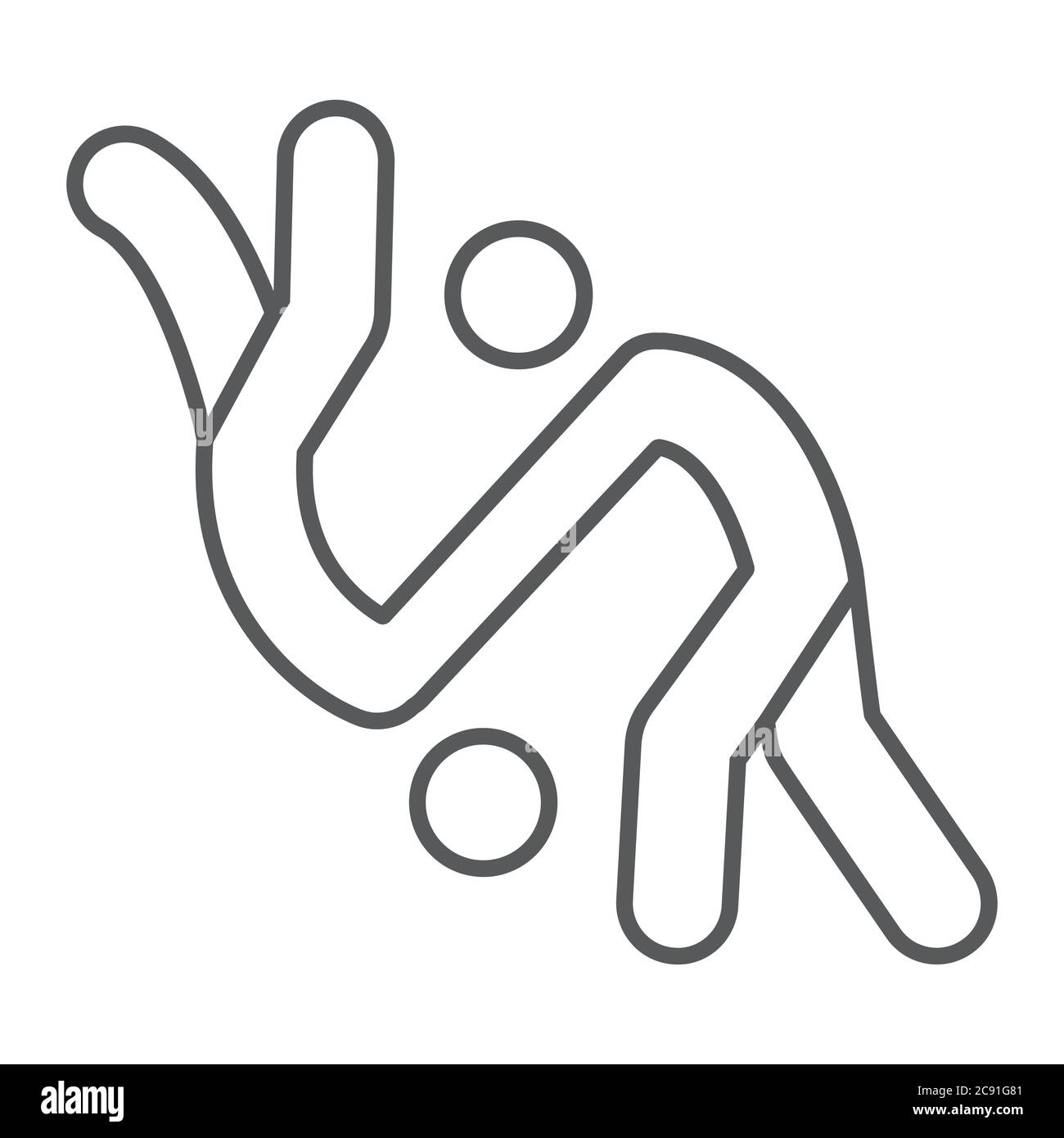 Judo thin line icon, sport and combat, karate sign, vector graphics, a ...