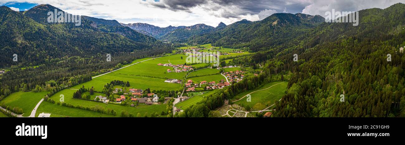 Tegernsee, Germany. Lake Tegernsee Rottach-Egern, Kreuth (Bavaria), Germany near the Austrian border. Aerial view of Mountains and the lake Stock Photo