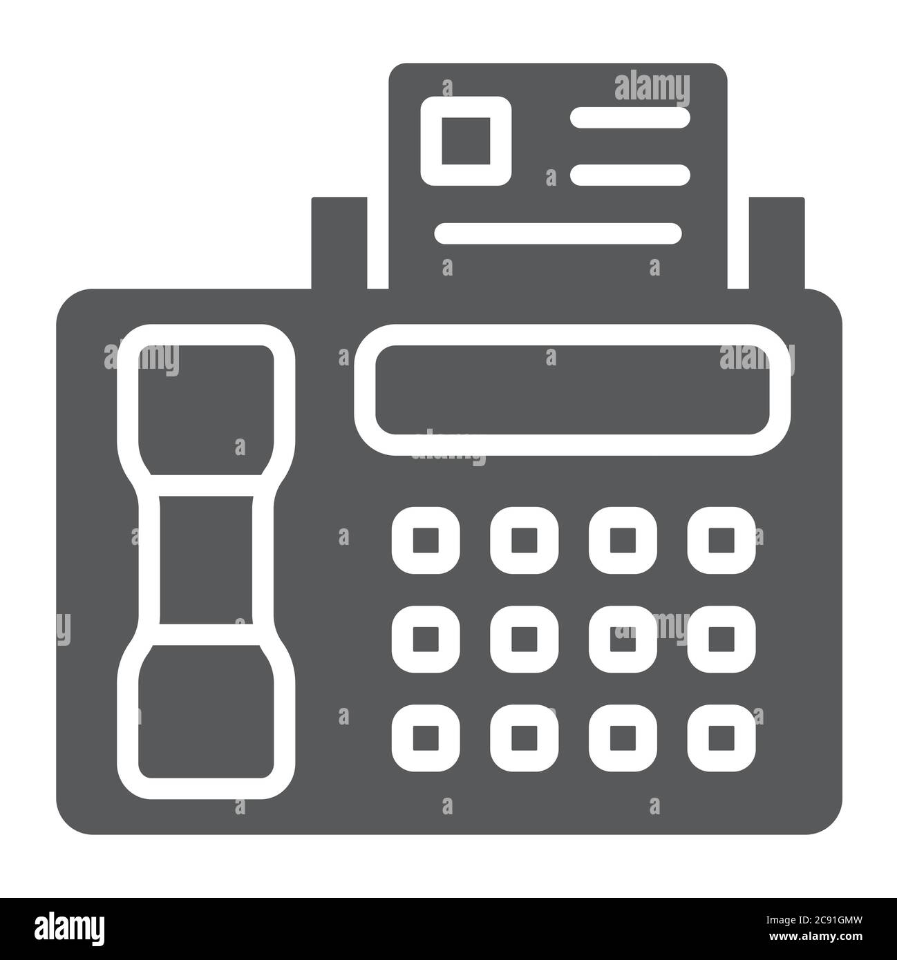 Fax glyph icon, print and device, printer sign, vector graphics, a solid pattern on a white background. Stock Vector